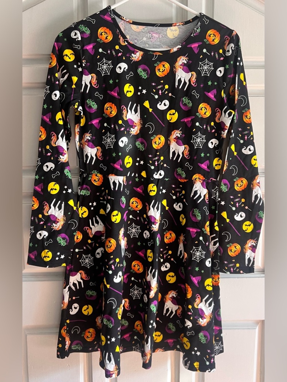 Kids Halloween Unicorn Costume Dress - Black, Orange, Purple & White XXL (16)